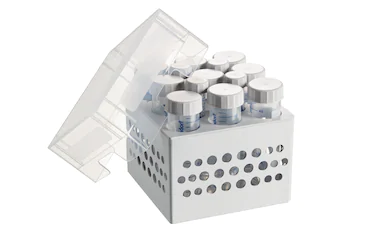 艾本德儲(chǔ)存盒 3 × 3, 可放置 9  個(gè) 50  mL 試管和 4  個(gè) 15  mL 試管，2  件，高 127  mm，5  英寸，聚丙烯材料，可耐受最低 -86  °C，高溫高壓滅菌，帶蓋子